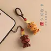 Palo de rosa Buey de la suerte Zodiaco Buey Llavero de coche Buey pequeño lindo Cadena para teléfono móvil Colgante Colgante para mochila escolar