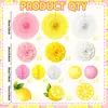 Nuevas Decoraciones de Fiesta Temáticas de Limón de Verano de Amazon Abanicos de Papel Rosas y Amarillos Bolas de Panal Suministros de Decoración para Escena de Fiesta