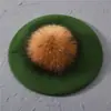 Boina Nueva de Color Sólido con Pompón Mezcla de Lana Moda Cómoda Gorro Pullover Doble Capa Cálido Gorro de Punto Sencillo