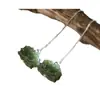 Aretes Originales de Jaspe de Hotan con Flor de Loto Pendientes de Plata Esterlina Estilo Palacio para Mujer