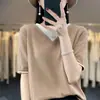 Suéter de gola V dupla com blocos de cor, temperamento, manga curta, solto, modelador, para o trabalho, primavera e verão, fio de algodão, camiseta de tricô feminina