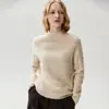 ¡Sencillo pero lujoso! Suéter 100% cachemir para mujer, con hilo texturizado, cuello semi-alto, tejido grueso y un nuevo diseño de manga raglán, perfecto como capa base