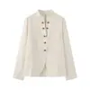 Atacado Fábrica de Roupas Femininas Transfronteiriça 2026 AliExpress Mais Vendido Manga Longa Gola Redonda Decoração de Botão Jaqueta de Terno Tendência