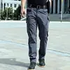 Calças Cargo Stretch Finas de Verão Calças de Treino Respiráveis para Exterior Multi-Bolsos Resistentes ao Desgaste Estilo Militar