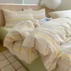 Estilo Ins, 100% algodão, tingimento em fio, algodão lavado, conjunto de cama de três peças, adequado para dormitórios estudantis, tamanho de cama de solteiro, macio e confortável