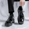 Zapatos de Moda para Hombre de Caña Baja con Punta Cuadrada y Suela Gruesa, Estilo Británico Retro con Cordones, Tendencia Casual para Aumentar la Altura, Zapatos Derby, Venta al por Mayor
