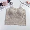 Camisola de Renda para Mulheres, Novo Estilo com Bojos Fixos, Borda Ondulada Anti-Exposição, Lindo Design nas Costas, Top para Usar por Baixo
