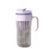 Taza de Vidrio Doble para Beber de Gran Capacidad, Taza de Vidrio con Popote, Taza de Alto Valor Estético para Cold Brew con Asa, Taza de Agua de Regalo con Impresión de Logo