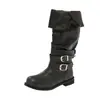 Botas de Caballero con Hebilla Nicho Coreano para Mujer Primavera/Verano 2026 Nuevas Versátiles Retro de Caña Alta Plisadas Botas de Motocicleta para Mujer