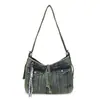 Bolsa de Hombro de Mezclilla Retro Trendy para Verano 2026, Estilo Dulce y Fresco, Bolso de Hombro Versátil de Moda, Bolso Nicho para Motociclista