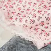 Calça de Pijama Transfronteiriça Solta Respirável Confortável Roupa de Casa Renda nas Bordas Estampa Floral Pequena Shorts de Verão Casuais