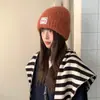Gorro de Punto Grueso Cálido Versátil Simple para Mujer Estilo Coreano Adelgazante para la Cara Gorro Grande para Circunferencia de Cabeza Grande Gorro Frío Protector de Orejas