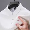 Nueva Camiseta de Algodón de Manga Larga para Hombre Nueva Moda para Jóvenes y de Mediana Edad Camisa Polo de Color Sólido con Cuello Lapel Tops de Primavera y Otoño Tendencia