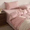 Juego de cuatro piezas de algodón puro lavado vintage 100% algodón sábana bajera funda nórdica sábana encimera juego de ropa de cama de tres piezas para estudiantes 1.8