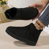 Botas de Nieve para Mujer 2024 Nuevas con Forro de Felpa para Comercio Exterior, Talla Grande Invierno a la Moda Cálidas Sin Cordones Botines Cortos, Zapatos de Algodón para Mujer