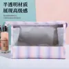 Bolsa de Maquiagem Listrada Colorida de Alta Qualidade Transfronteiriça, Bolsa de Armazenamento Impermeável Grande Capacidade para Viagem, Necessaire Fofa para Cosméticos