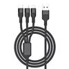 Cable de datos de carga súper rápida de 100 W tres en uno 6A carga rápida impresión de logotipo pequeño regalo de uno a tres cable de carga tejido
