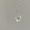 Colar Feminino Gatinho Laço Coração Estilo Livrinho Vermelho Nicho Doce Corrente Clavícula Novo Colar
