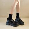 Zapatos de cuero estilo británico con punta redonda y suela gruesa para mujer, primavera 2025, estilo retro, con tacón grueso.