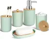 Juego de Accesorios de Baño Negros, Juego de 5 Piezas, Accesorios de Baño Negro Mate, Dispensador de Jabón y Portacepillos de Dientes de Plástico