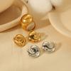 Aretes de acero inoxidable con diseño nicho de lujo ligero europeo y americano, chapados en oro de 18 quilates, pin para oreja en forma de coma, personalidad, pulsera de alto sentido, traje