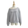 Sudadera de Estilo Americano con Hombro Caído y Perfil Holgado para Mujer, Otoño Nuevo, Vintage, con Letras, Jersey Casual con Sentido del Diseño, Top con Hombro Descubierto