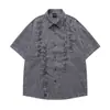 Camisa a Cuadros con Volantes de Manga Corta, Estilo Japonés de Marca de Moda, para Hombres y Mujeres, Camisa con Diseño de Verano, Top Versátil Casual de Media Manga