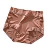 Braguitas de Mujer Sin Costuras de Seda de Hielo de Cintura Media Sexy Encaje Control de Abdomen Entrepierna de Seda Satinada Alta Elasticidad Talla Grande