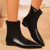 Nuevas botas elásticas 2025, botines elegantes, talla 43 botas de ajuste ceñido, disponibles en tallas grandes, botines cortos de otoño para mujer, tela negra con punta, talla 35