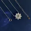 Pingente de Prata de Lei S925 Colar com Moissanita Girassol de Oito Pétalas Floco de Neve Corrente Simples Versátil Elegante para Clavícula
