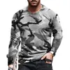 Camiseta de manga larga para hombre con estampado digital, cuello redondo, corte holgado, estampado de camuflaje deportivo 3D, nueva para primavera y otoño, transfronteriza