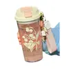 Taza de Agua Suzuki Orquídea 2024 Nueva Plástico de Alto Valor de Color Taza de Gran Capacidad Estudiante Femenina Linda Doble Bebida Taza de Succión