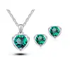 Conjunto Europeo y Americano de Cristal Corazón Coreano de Cristal Circonita Conjunto de Dos Piezas con Collar de Diamantes Set de Pendientes