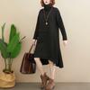 Otoño e Invierno Estilo Literario Retro Vestido Irregular de Cuello Alto Falda Larga Gruesa Interior Suelta Elegante Falda Larga