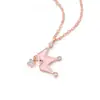 Collar de Corona de Esmalte Rosa a Baja Temperatura Joyería de Plata de Ley con Sentido de Diseño Nicho de Lujo Ligero para Niña Cadena para Clavícula Regalo de Cumpleaños