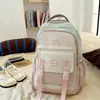 Mochila nueva de gran capacidad, elegante, estilo japonés con bloques de color, para estudiantes de secundaria y preparatoria, mochila para computadora simple y versátil