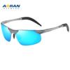 Óculos de Sol de Alumínio-Magnésio para Homens, Óculos de Sol com Meio Aro de Metal para Dirigir 8177, Óculos de Sol Polarizados que Mudam de Cor para Esportes de Ciclismo