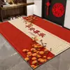 Alfombra de Piso de Terciopelo de Cristal Roja para Año Nuevo para Puerta de Entrada, Resistente a Manchas y Lavable, Adecuada para Vestíbulo y Área de Cambio de Zapatos