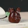 Mouse You Rico Palo de Rosa Tallado Mouse Colgante Tesoro Pieza de Mango Cadena para Teléfono Móvil Llavero Accesorios DIY Joyería