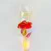 Buquê Colorido de Rosa com Folha de Ouro Transparente de Haste Única Presente Promocional de Dia dos Namorados Flores Artificiais