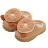 Pantuflas de algodón para niños de invierno, cálidas y forradas de felpa, unisex, antideslizantes, diseño lindo de dona, adecuadas para bebés y niños pequeños