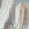 Tecido de Renda de Nylon Dourado Brilhante Seda Francês Elegante Feminino Saia de Renda Floral Fabricante Estoque Pronto