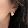 Pendientes de Viga de Equilibrio de Perlas Shijia Vintage Baoman para Mujer Corea del Sur Nicho Sencillos Versátiles Elegantes de Alta Gama