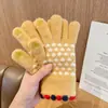 Luvas quentes de inverno para tela de toque femininas estilo coreano à prova de frio para ciclismo fofas de pelúcia tricotadas espessadas lã ins moda