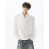 Camisa masculina com estampa floral patchwork, estilo americano de duas peças falsas, manga longa, corte solto, marca moderna, inspirada no outono, top base simples