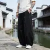 Nuevos Pantalones de Algodón Lino Estilo Chino para Hombre Estilo Chino Estilo Perezoso Sensación Relajada Pantalones Zen Tai Chi Sueltos Transpirables Pantalones Largos Cimitarra
