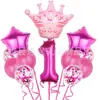 Set de Globos Digitales de Corona Transfronterizos en Varias Formas para Decoración Temática de Fiesta de Primer Cumpleaños Infantil Globos de Papel de Aluminio