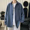 2021 Camisa de Manga Comprida de Outono Masculino Estilo Coreano Moda Outono Novo Estilo Camisa Ins Loose Cor Sólida Jaqueta Fina