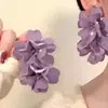 Brincos de Flor Roxa Atmosféricos para Mulheres, Luxo Leve, High-End, Elegantes, Brincos Atmosféricos, Brincos Exagerados, Tendência