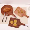 Tábua de Corte de Madeira Maciça Madeira Inteira Tábua de Frutas Prato de Madeira para Bife Prato para Comida Ocidental Alta Aparência Retangular Redonda Bandeja de Pizza